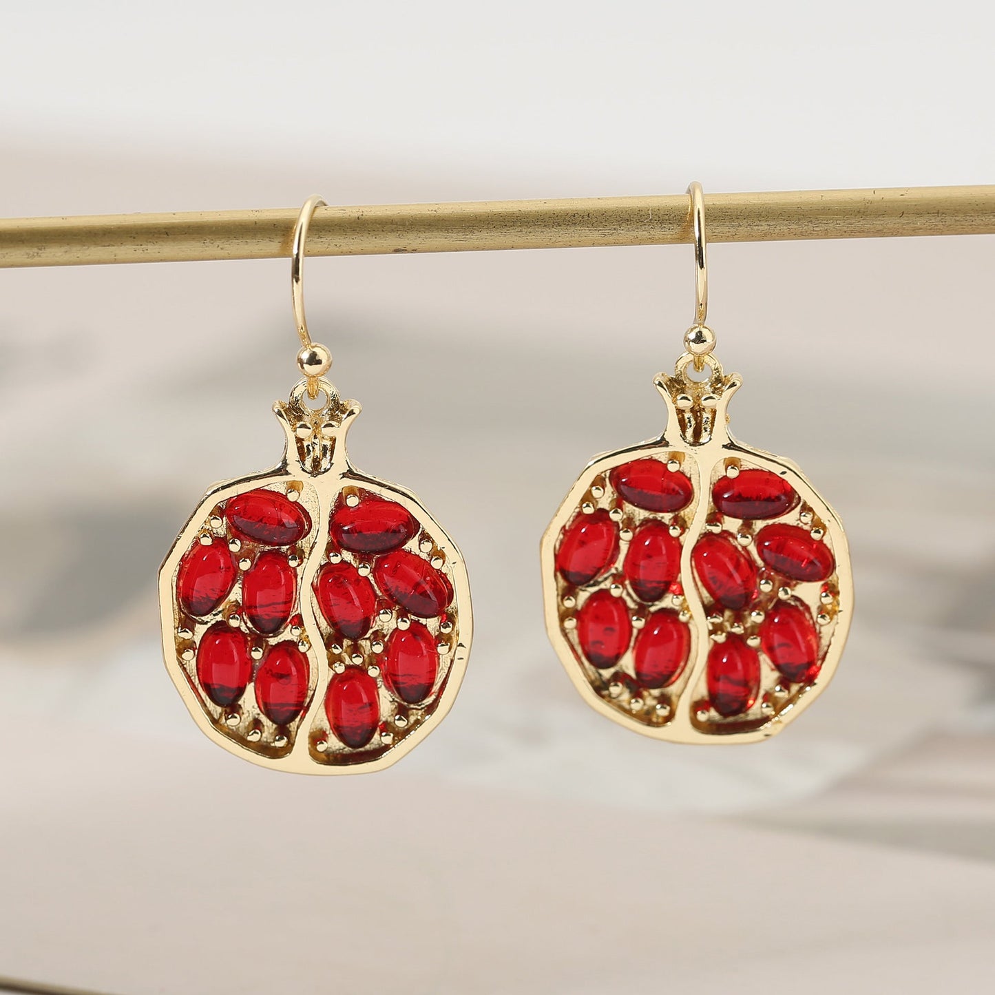 Elegant Ruby Pomegranate Earrings