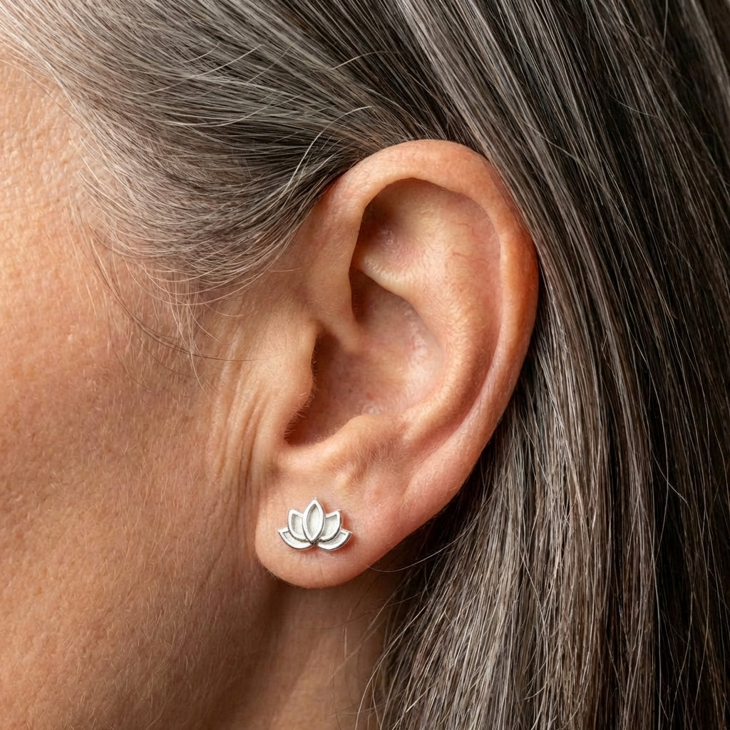 Silver Lotus Earrings