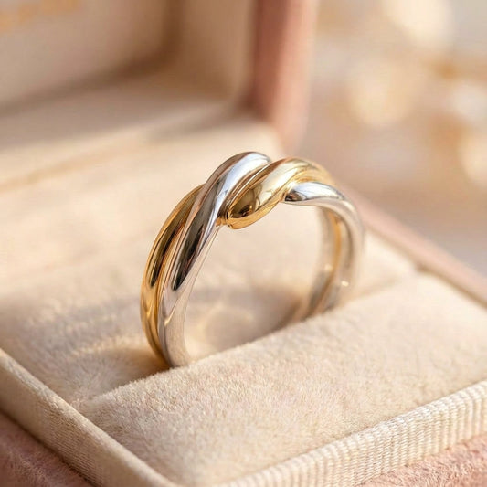 Elegant Two Tone Twist Ring