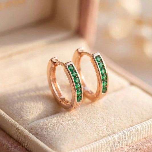 Emerald Diamond Earrings In Gold