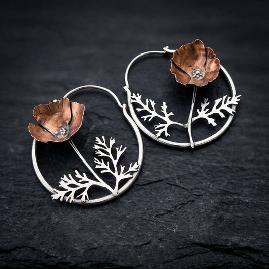 Ethnic Style Flower Hoop Dangle Earrings