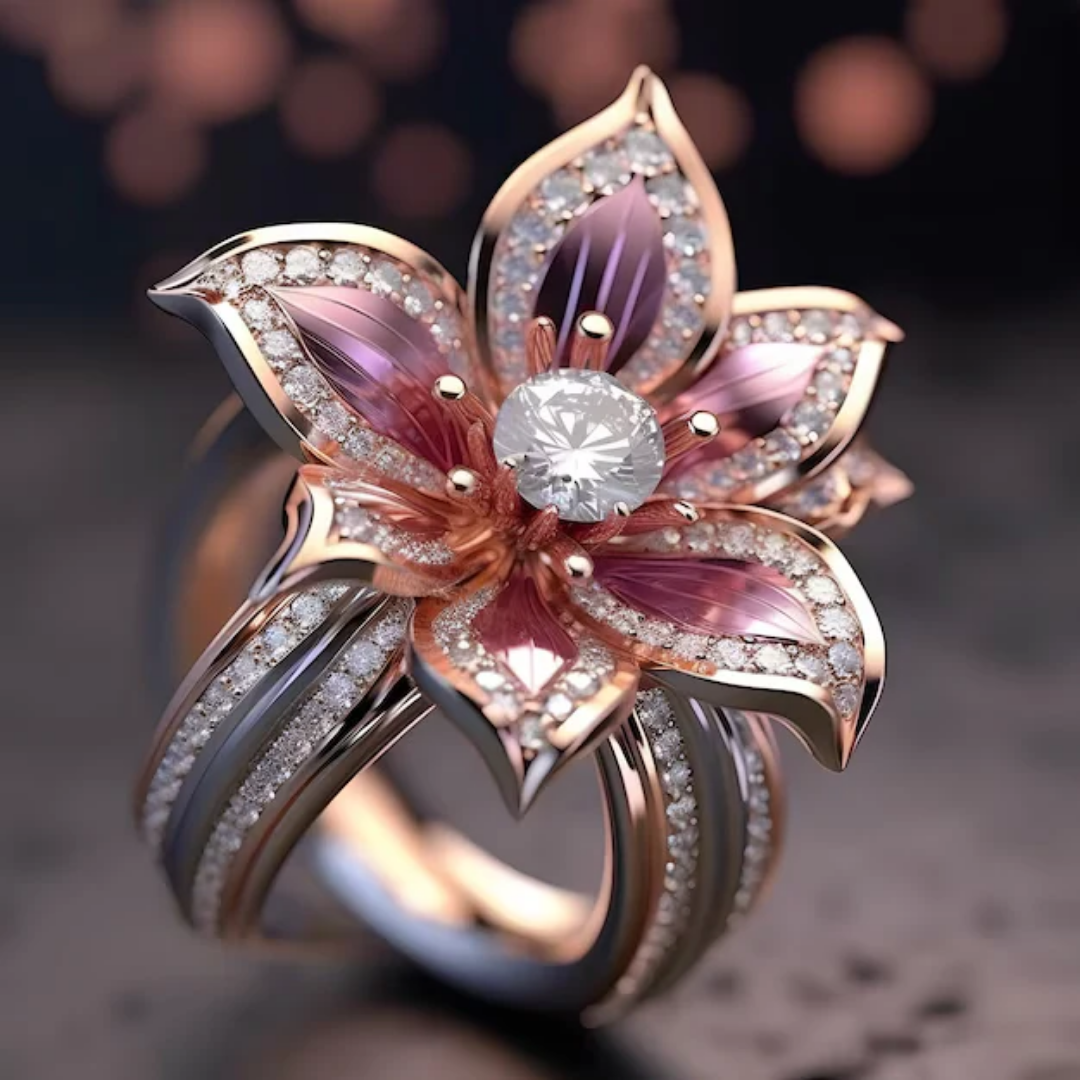 Exotic Lotus Crystal Ring