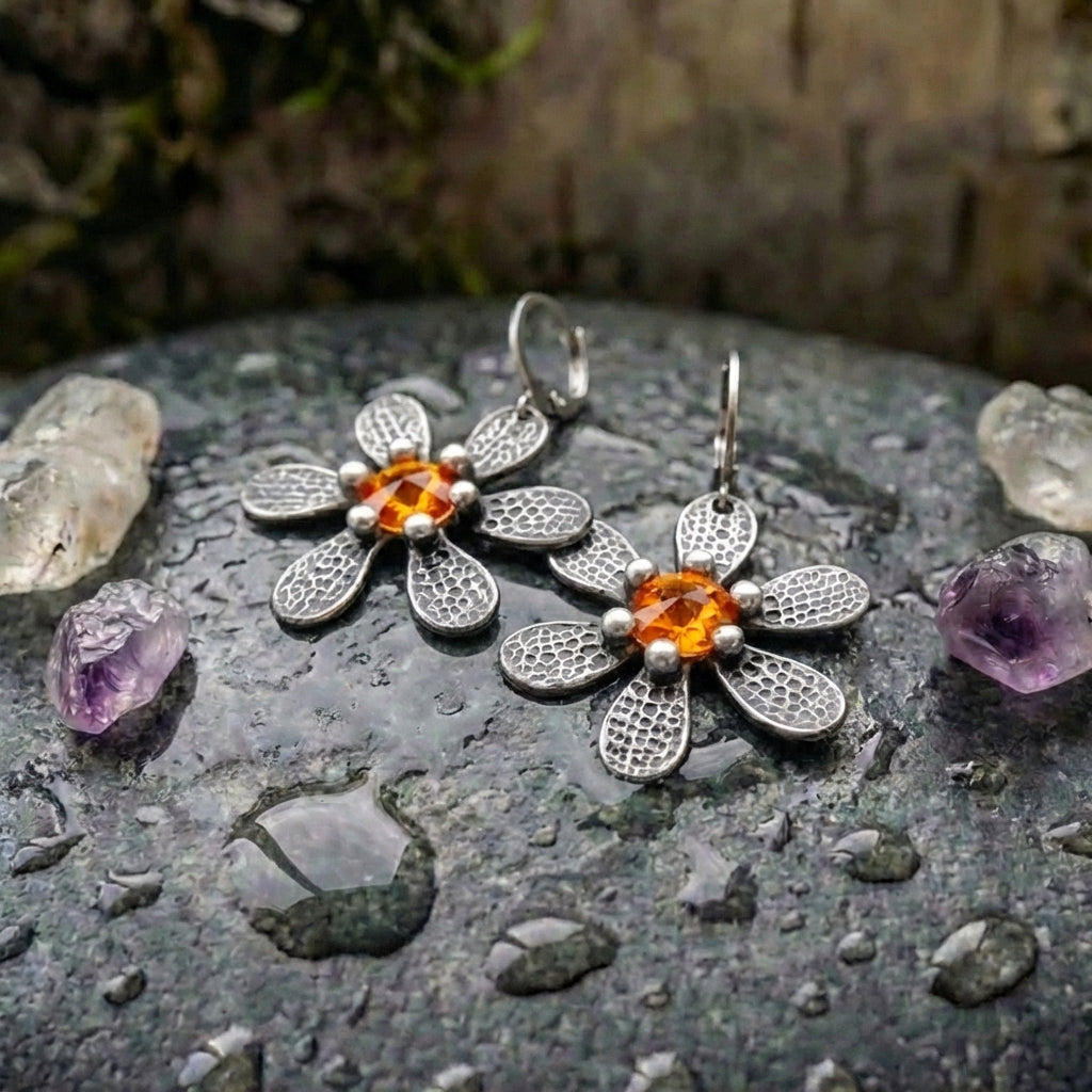 Vintage Flower Dangle Earrings