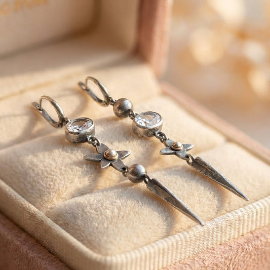 Vintage Floral Zircon Earrings