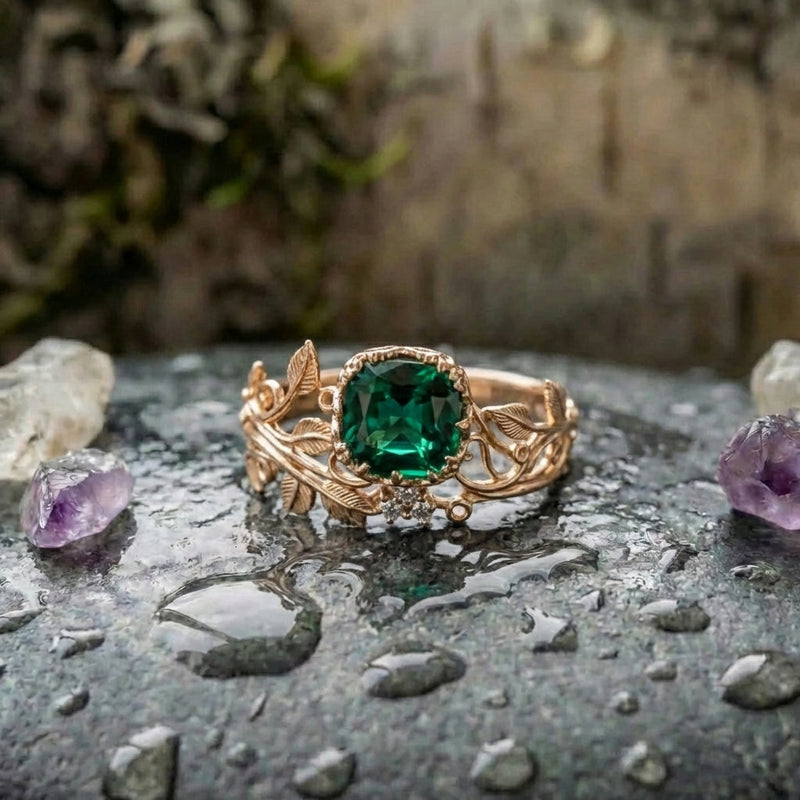 Vintage Emerald Leaf Ring