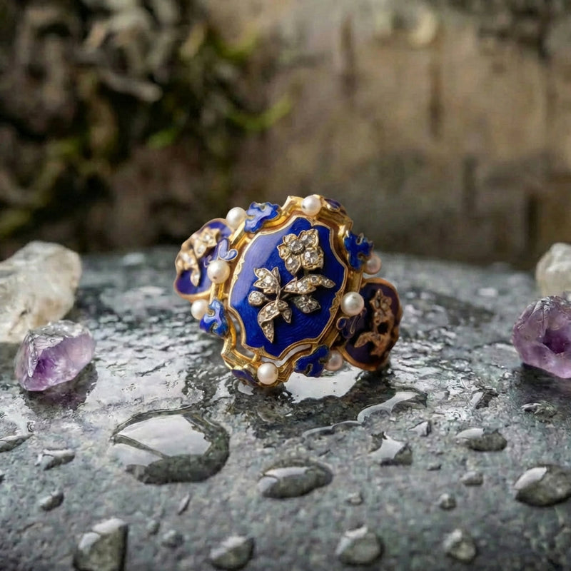 Vintage Blue Enamel Ring