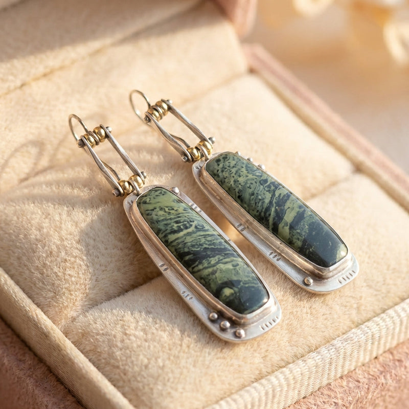 Vintage Green Stone Earrings