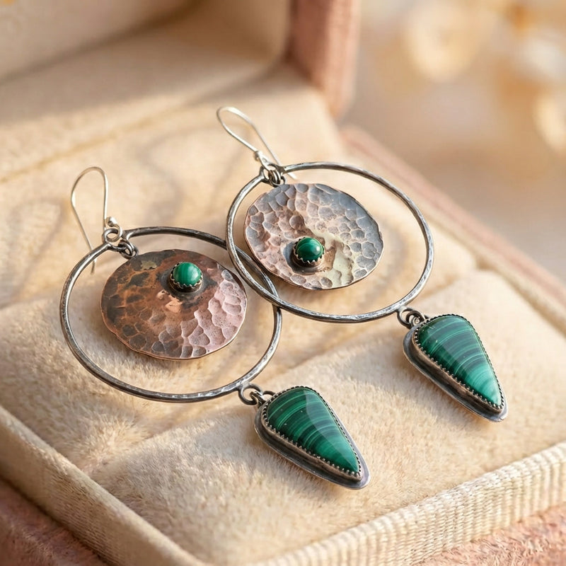 Vintage Green Stone Earrings
