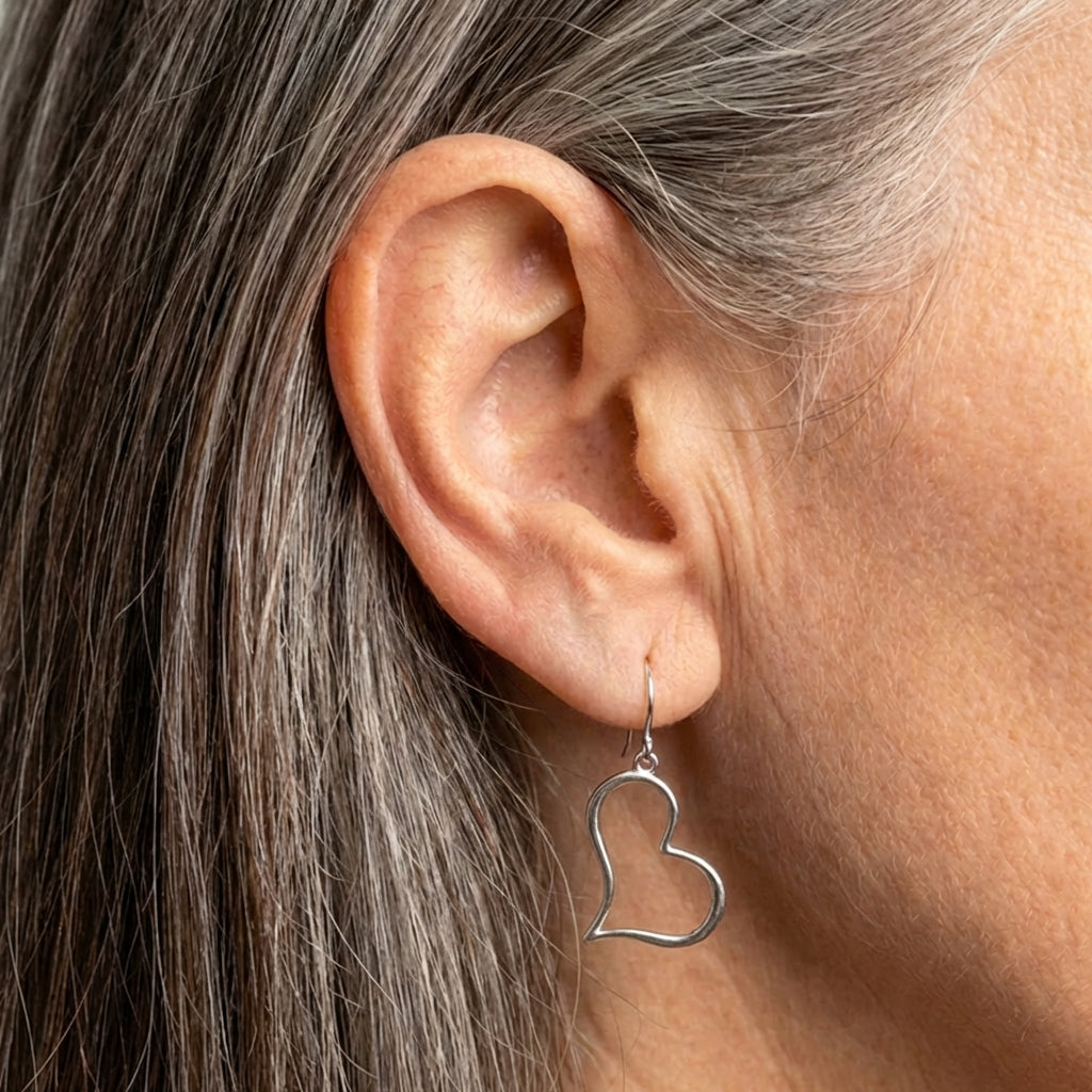 Minimalist Heart Dangle Earrings