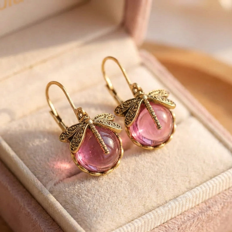 Vintage Dragonfly Tourmaline Earrings