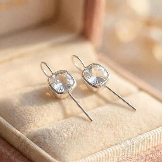 Vintage Crystal Square Earrings