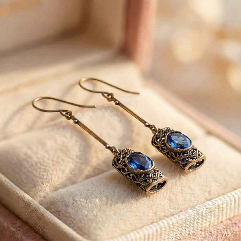 Vintage Blue Zircon Earrings