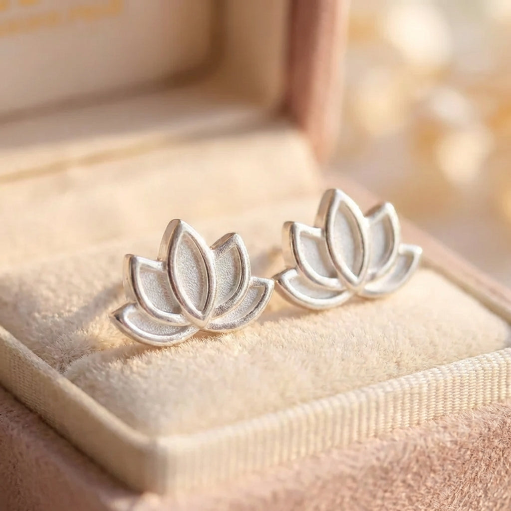 Elegant Silver Lotus Earrings