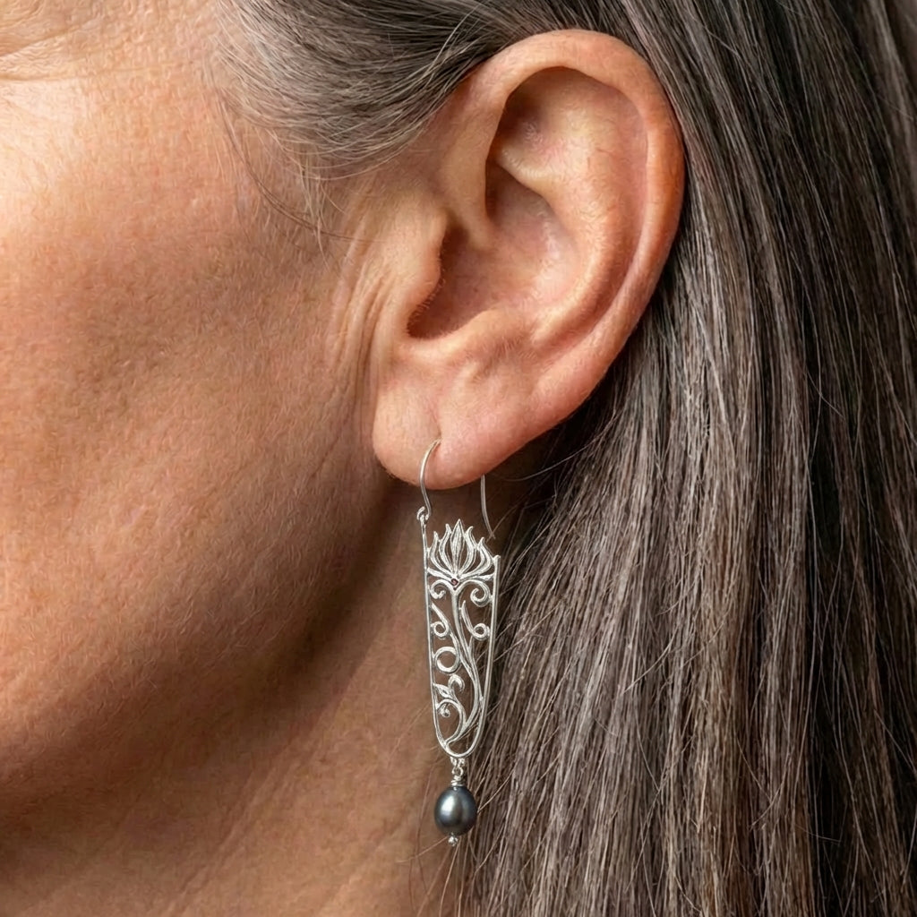 Silver Flower Earrings