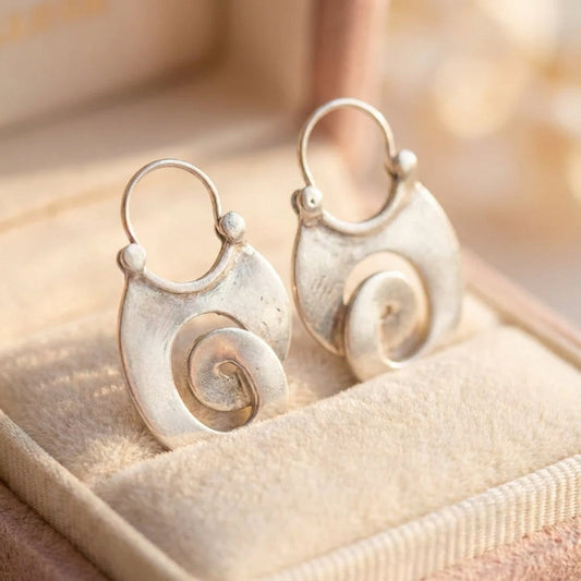Vintage Irregular Form Silver Earrings