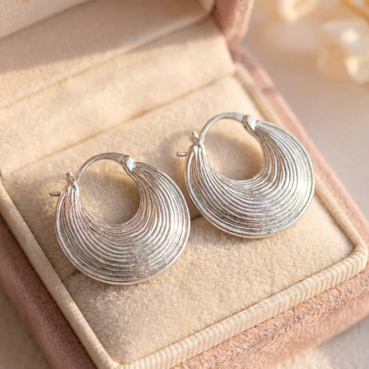 Vintage Hoop Silver Earrings