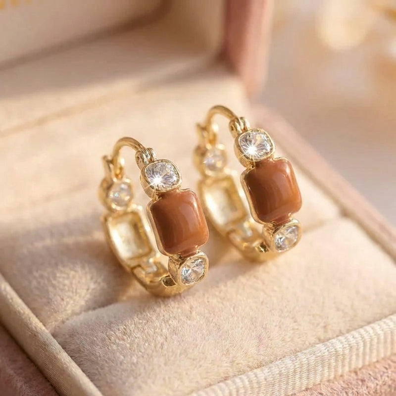 Vintage Exquisite Brown Zircon Earring