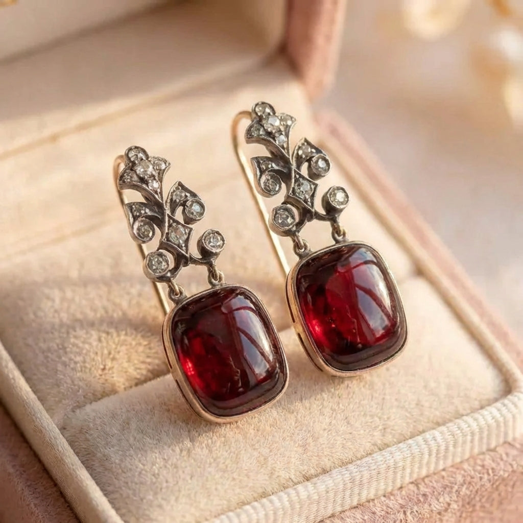 Vintage Red Bright Stone Earrings