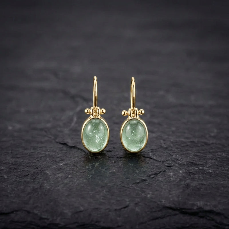 Vintage Earrings With Green Moonstone