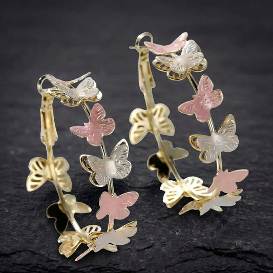 Vintage Butterflies Hoop Earrings
