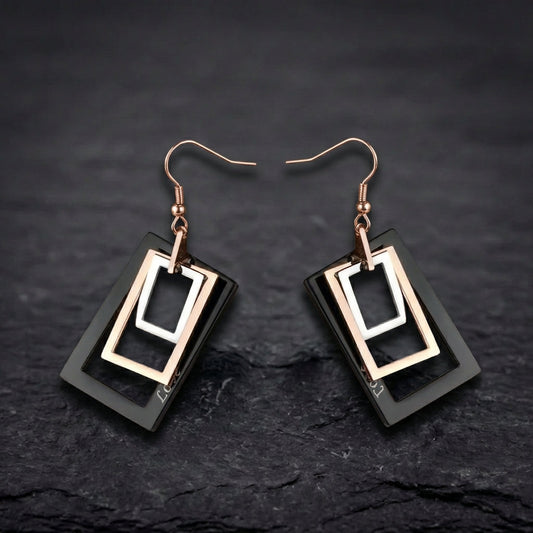 Vintage Hollow Rectangle Earrings