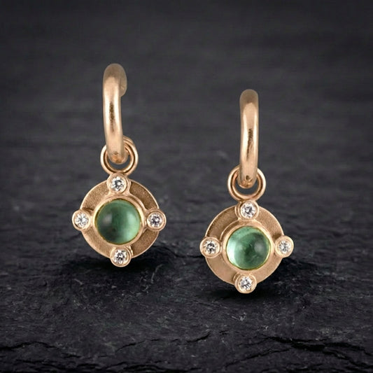 Vintage Green Zirconia Gold Earrings