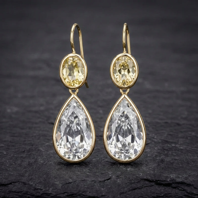 Vintage Green Glass Drop Earrings