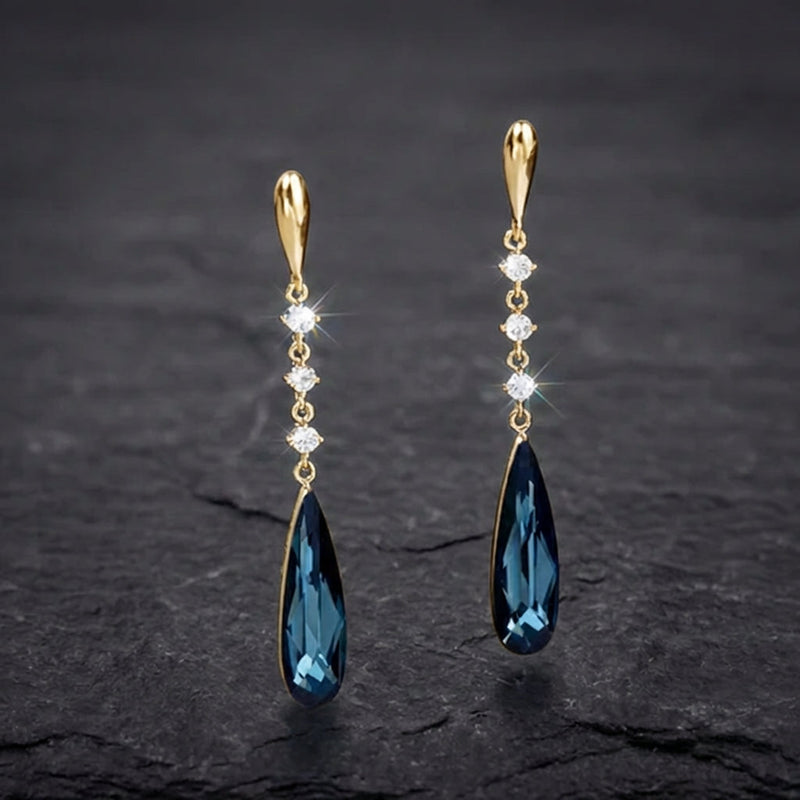 Long Summer Blue Stone Fashion Earrings