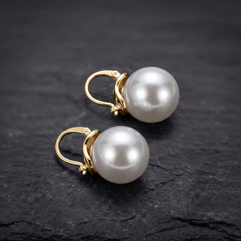 Thick Pearl Earrings In Gold