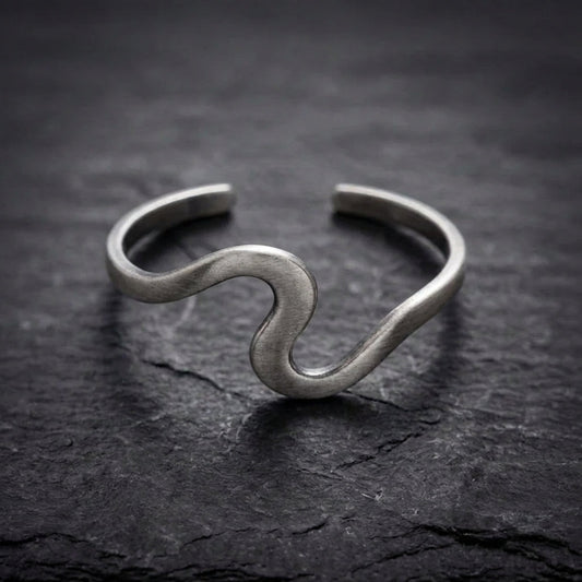Vintage Silver Twist Cuff Wavy Open Bracelet