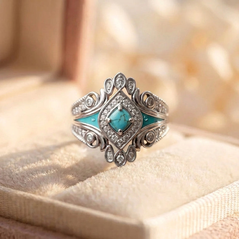 Vintage Turquoise Cz Ring