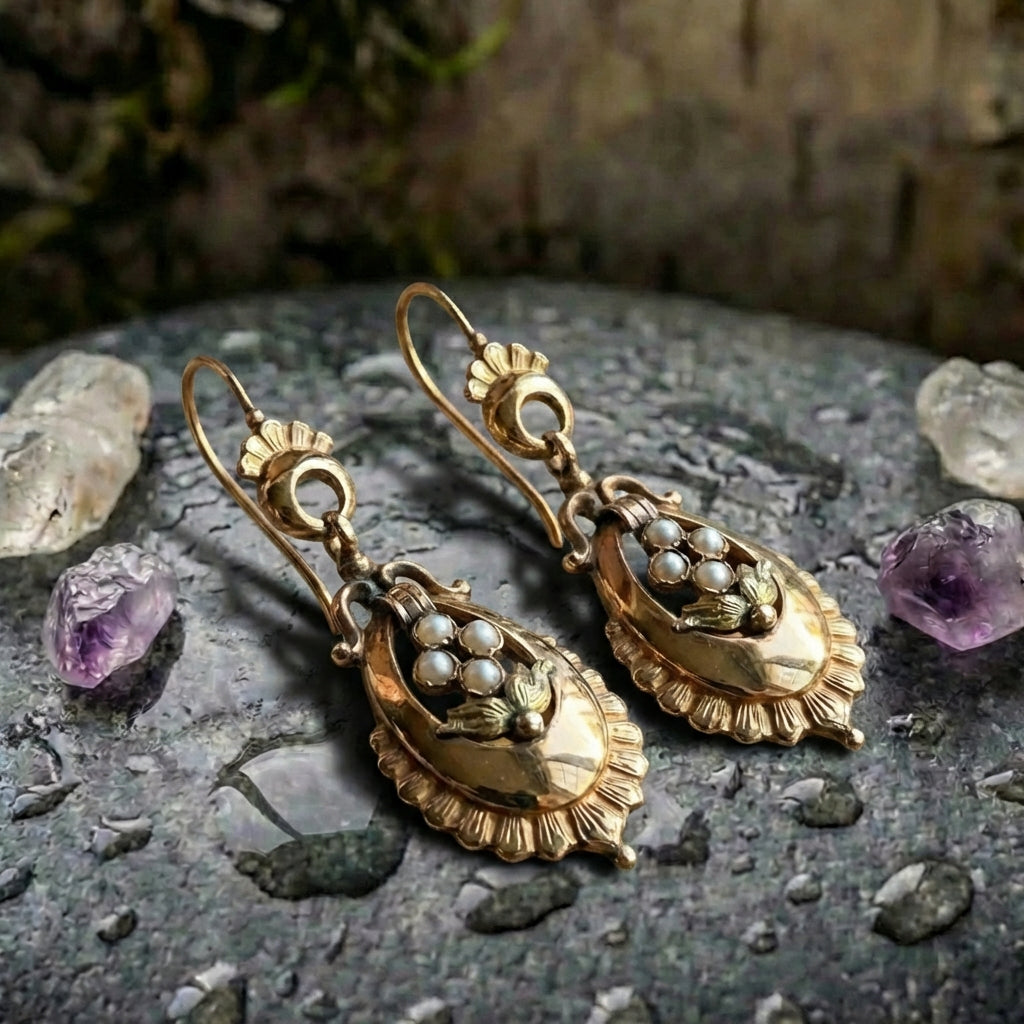 Vintage Pearl Flower Earrings