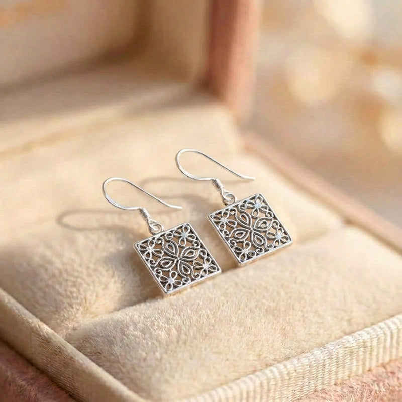 Vintage Silver Square Earrings