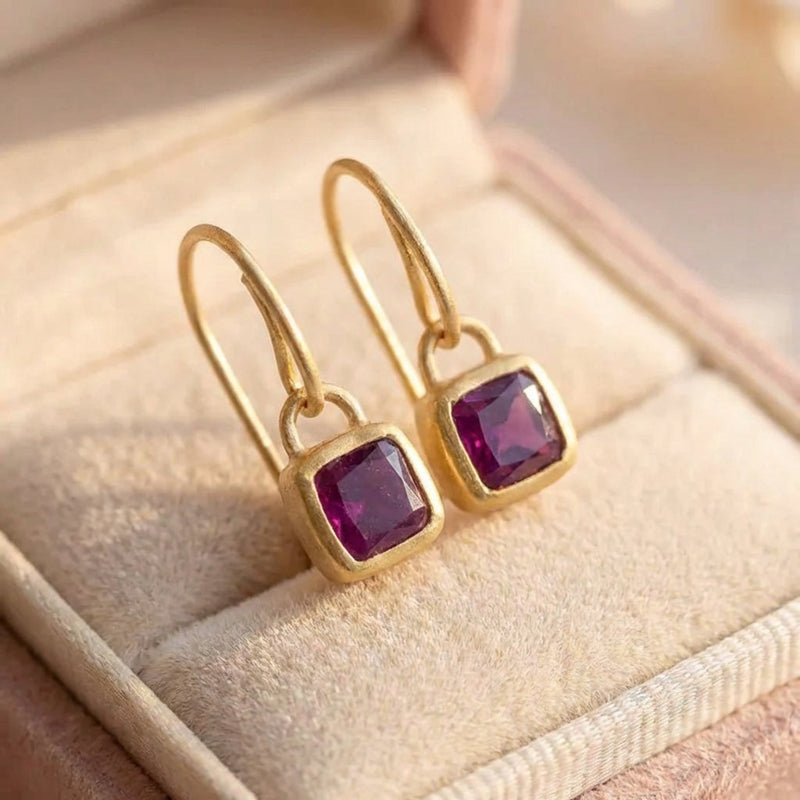 Vintage Purple Stone Earrings