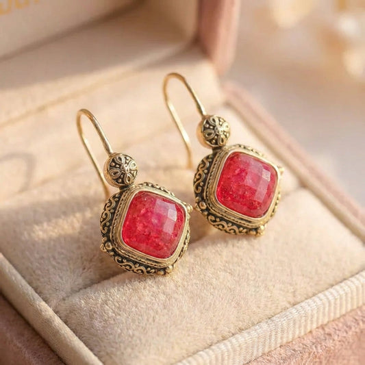 Vintage Pink Stone Earrings