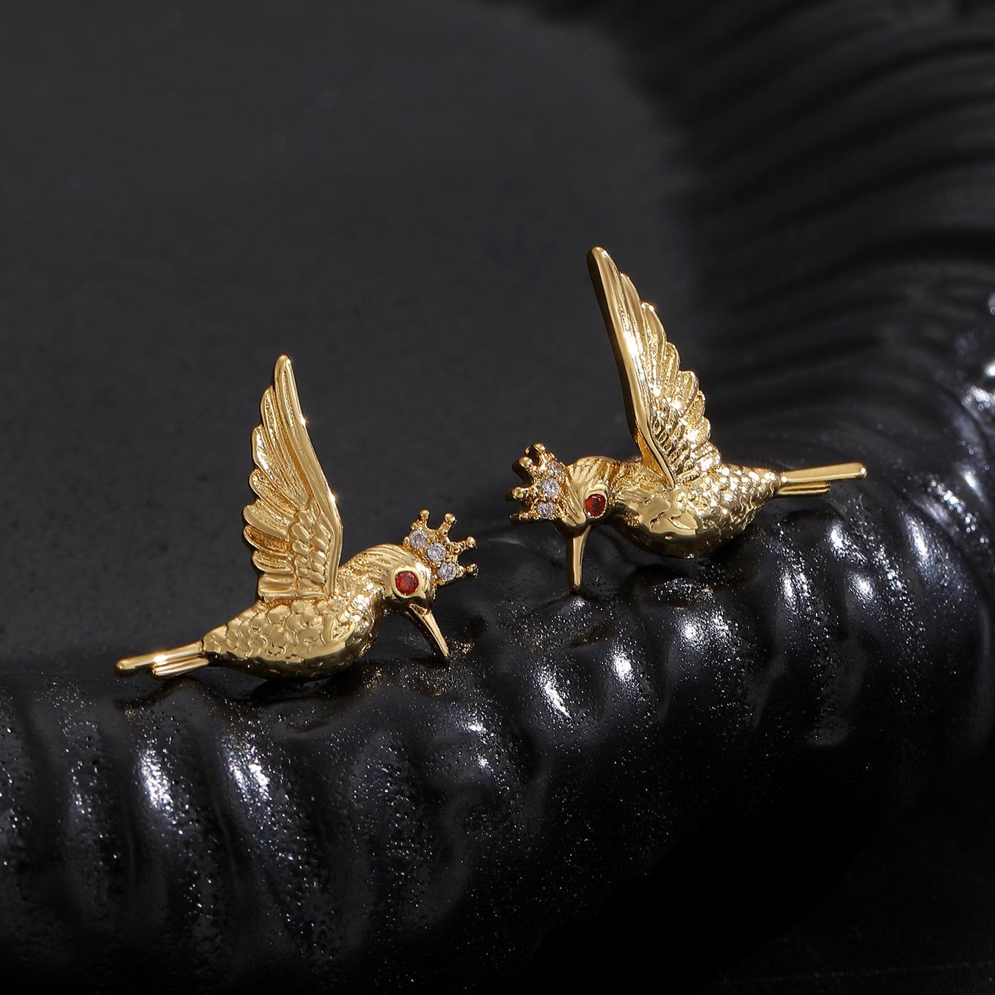 Gold Hummingbird Earrings