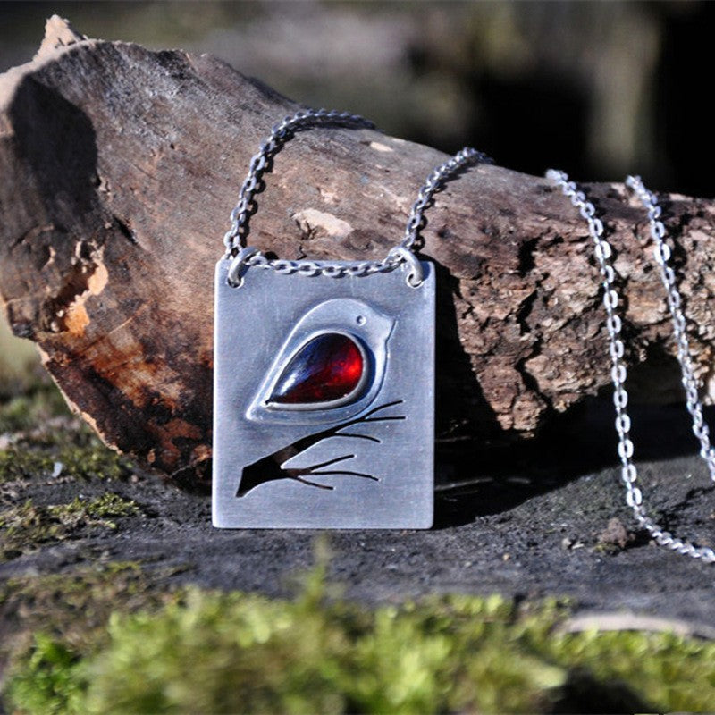 Handmade Garnet Eye Necklace