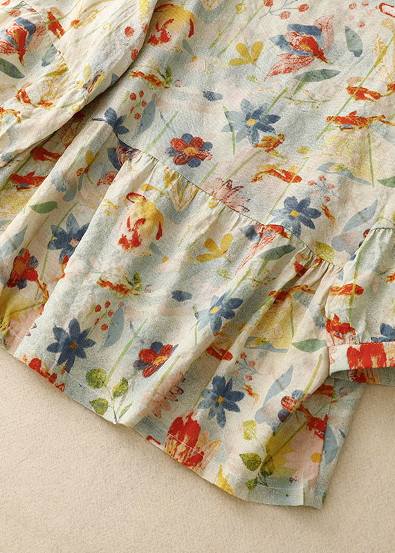 Italian Wrinkled Button Patchwork Linen T Shirts Summer