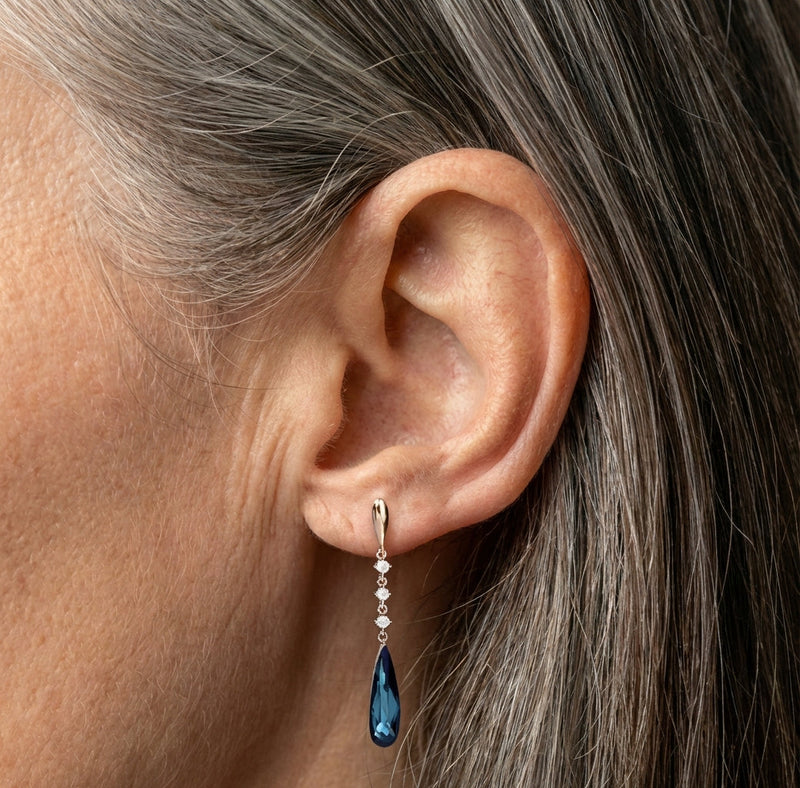 Long Summer Blue Stone Earrings