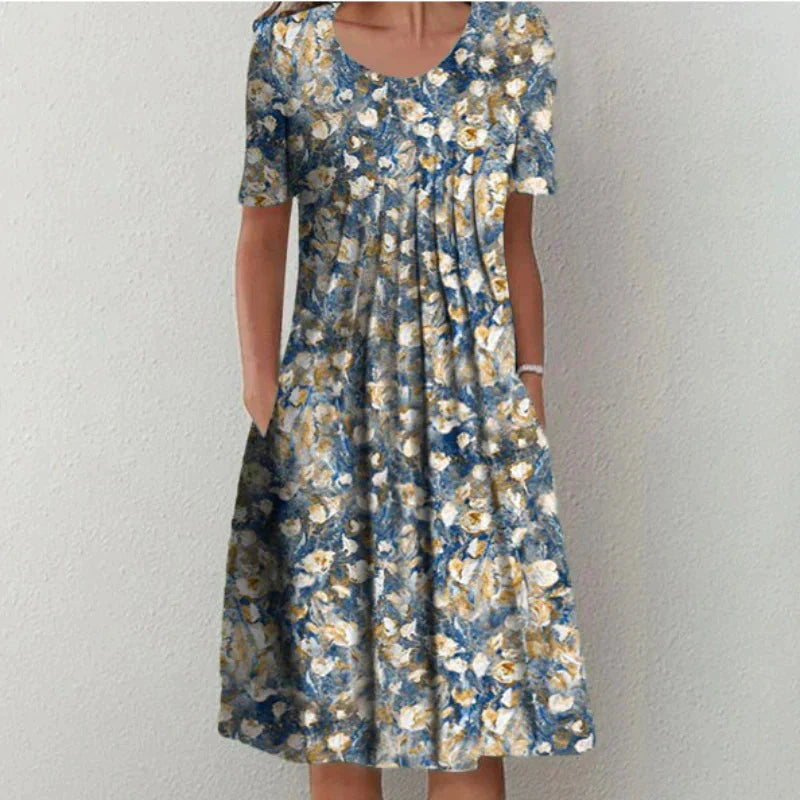 Bleu avec fleurs