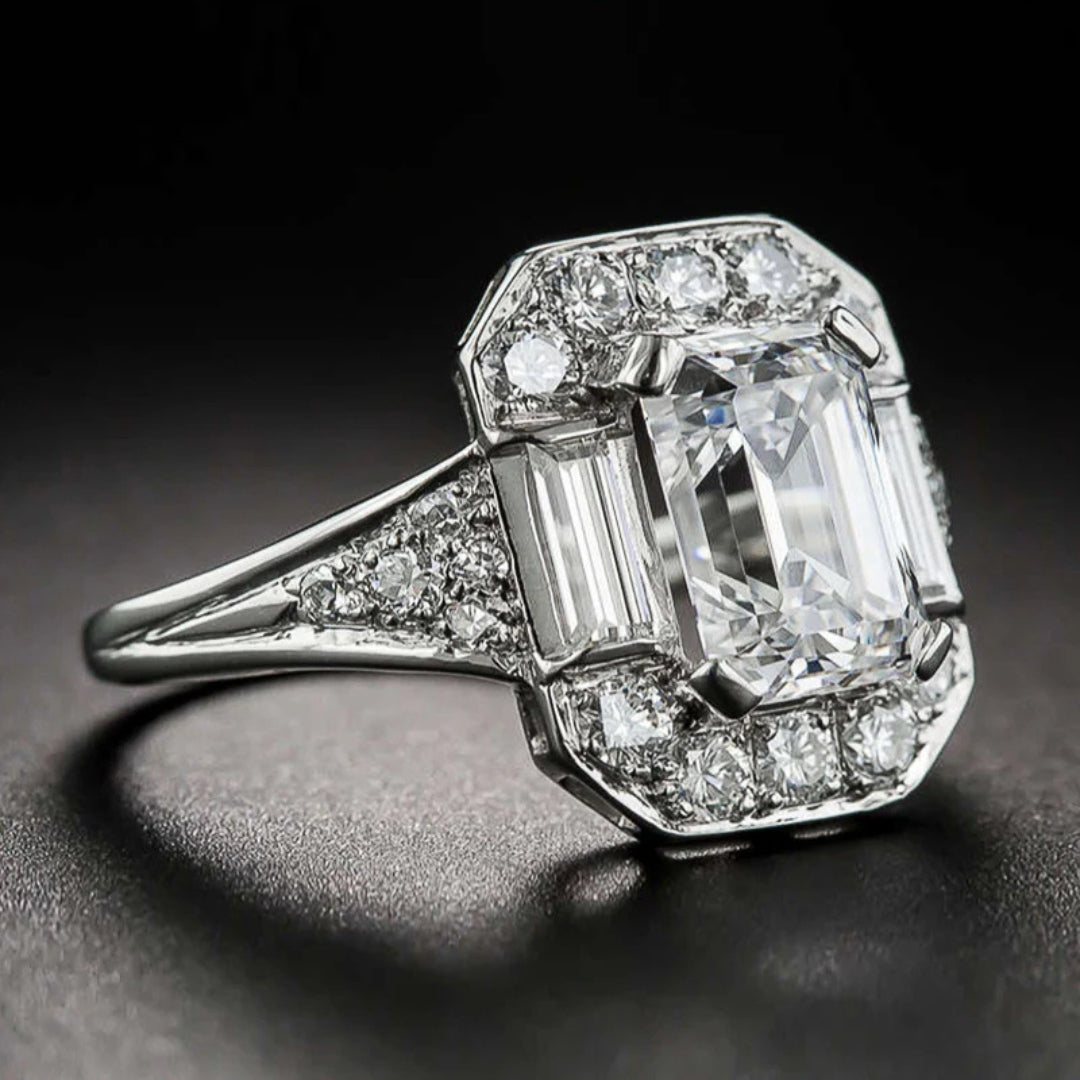 Vintage Bright White Silver Ring