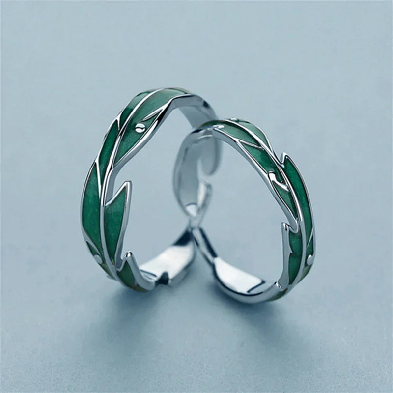 Green Feather Earrings In Silver