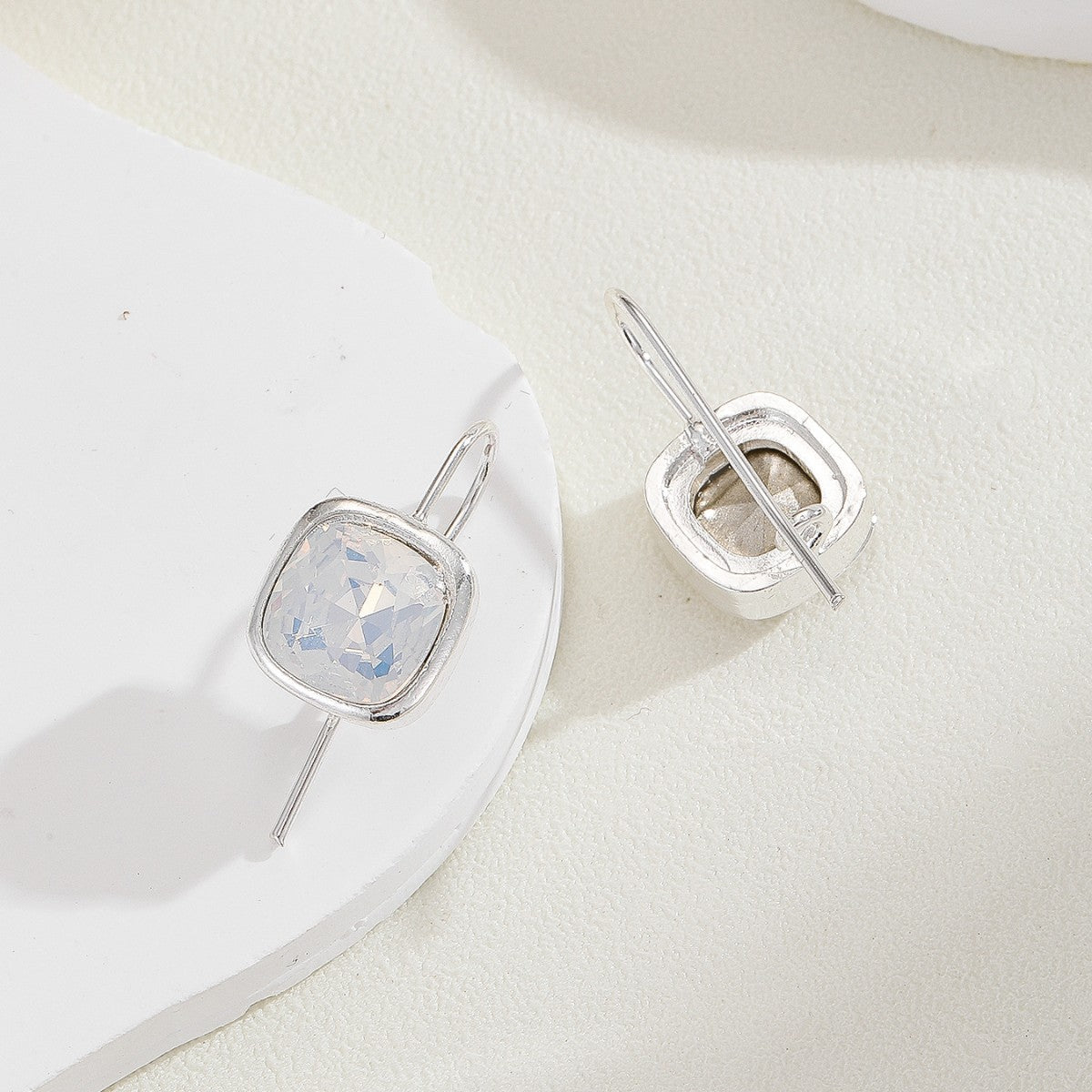 Elegant Moonstone Square Drop Earrings