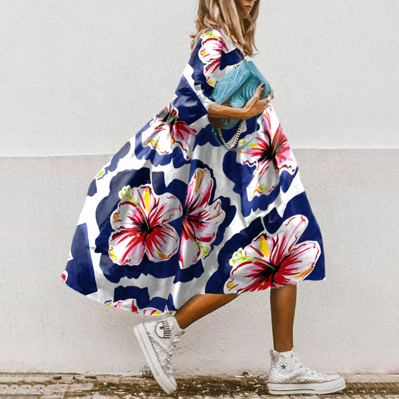 Printed A-line midi dress
