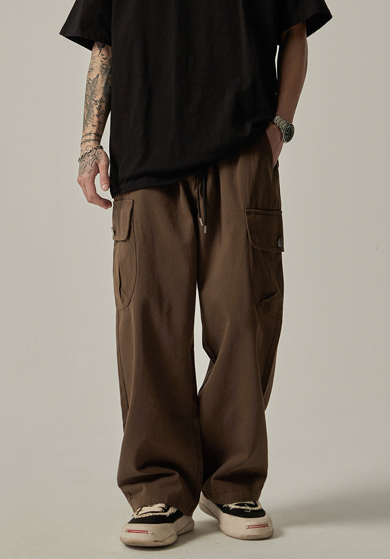Brown Loose Utility Cargo Pants