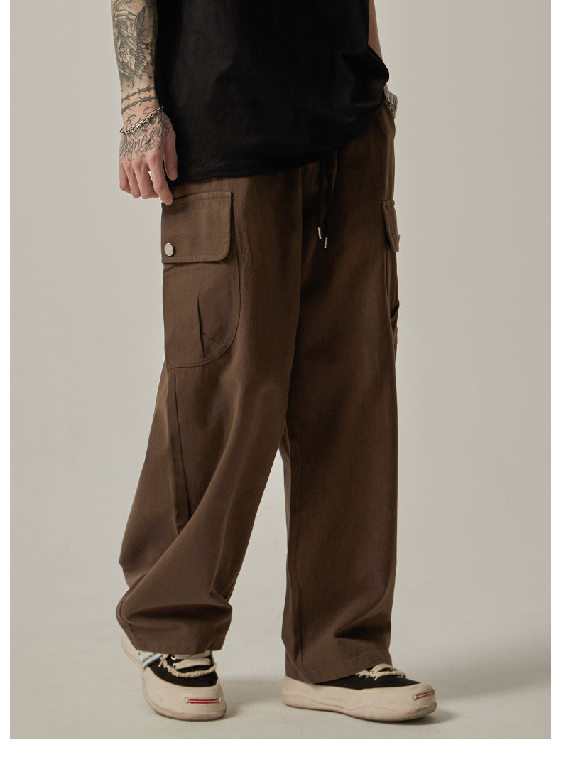 Brown Loose Utility Cargo Pants