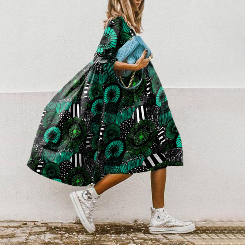 Printed midi dress online A