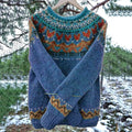 Wool Blend Vest with Houndstooth Yoke and Traditional Nordic Colorwork