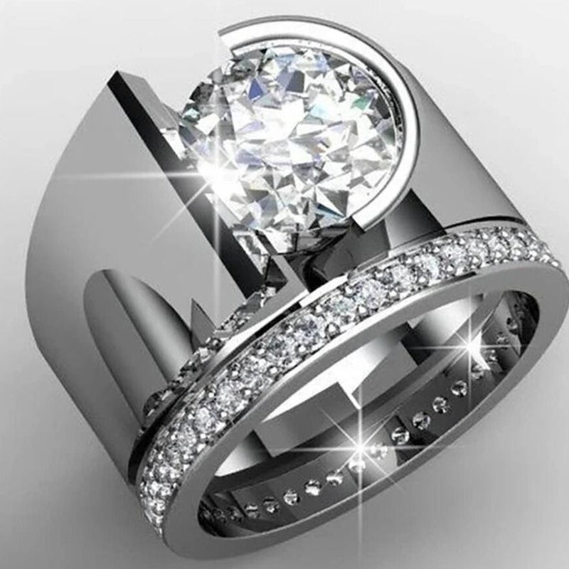 Elegant Wide Band Geometric Channel Set Ring