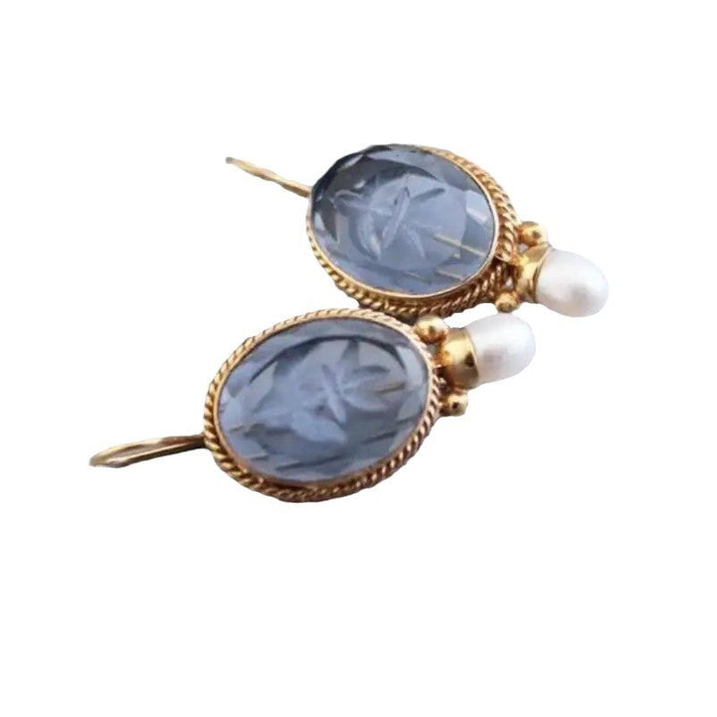 Elegant Blue Floral Gemstone Earrings